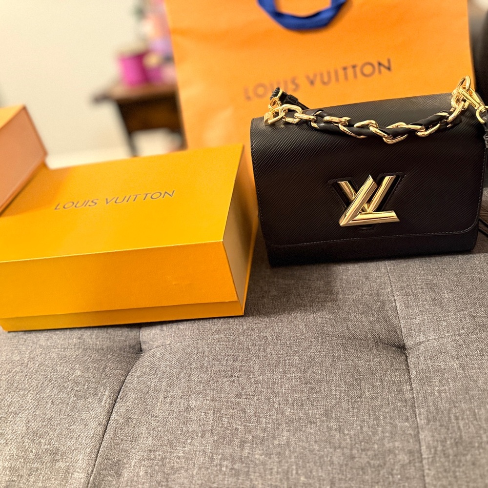 Louis Vuitton Black Crossbody Bag with Gold Chain